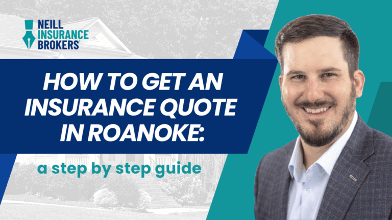 Neill Insurance Brokers guide on how to get an insurance quote in Roanoke, featuring expert agent smiling, step-by-step instructions for Roanoke insurance quotes, home background