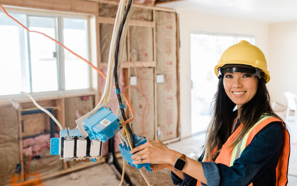 Electrical contractor at work